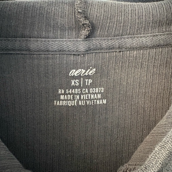 Aerie Oversized Washed Out Charcoal Grey Ribbed Cropped Hoodie Size Extra Small - Picture 5 of 7